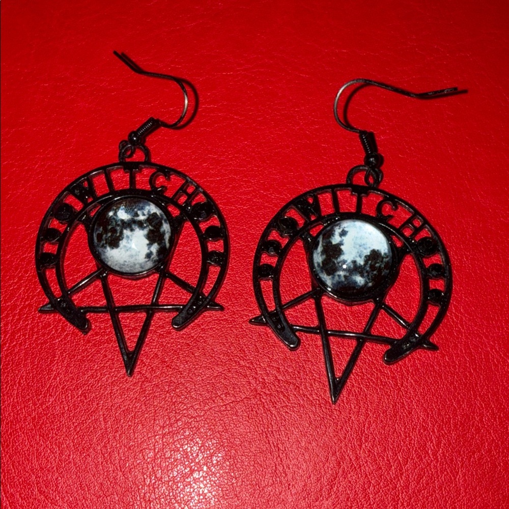Black Moon witch earrings